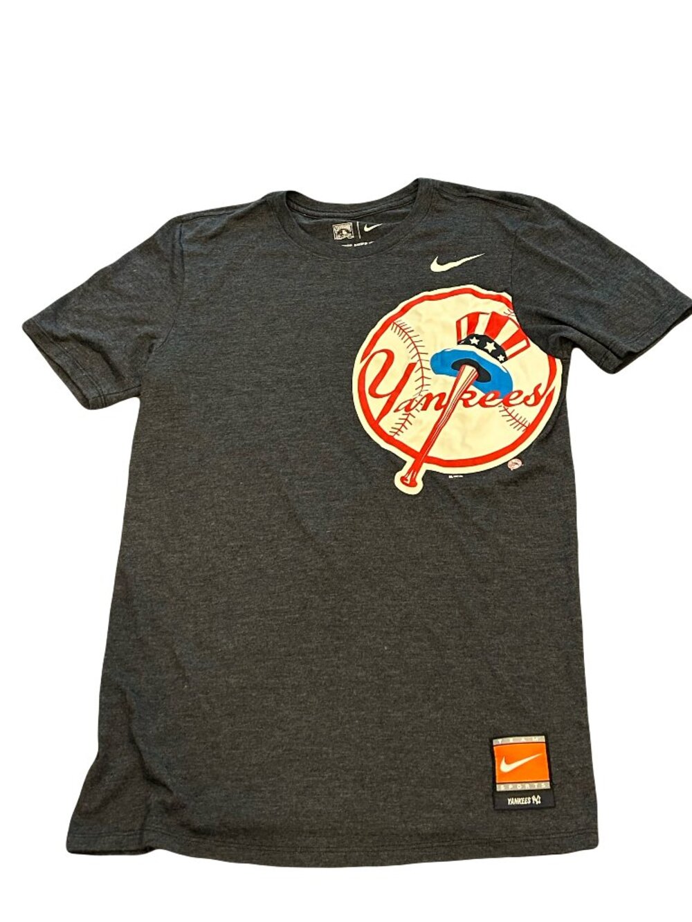 New York Yankees Nike Tri-Blend Throwback Logo Navy Heathered T-Shirt
